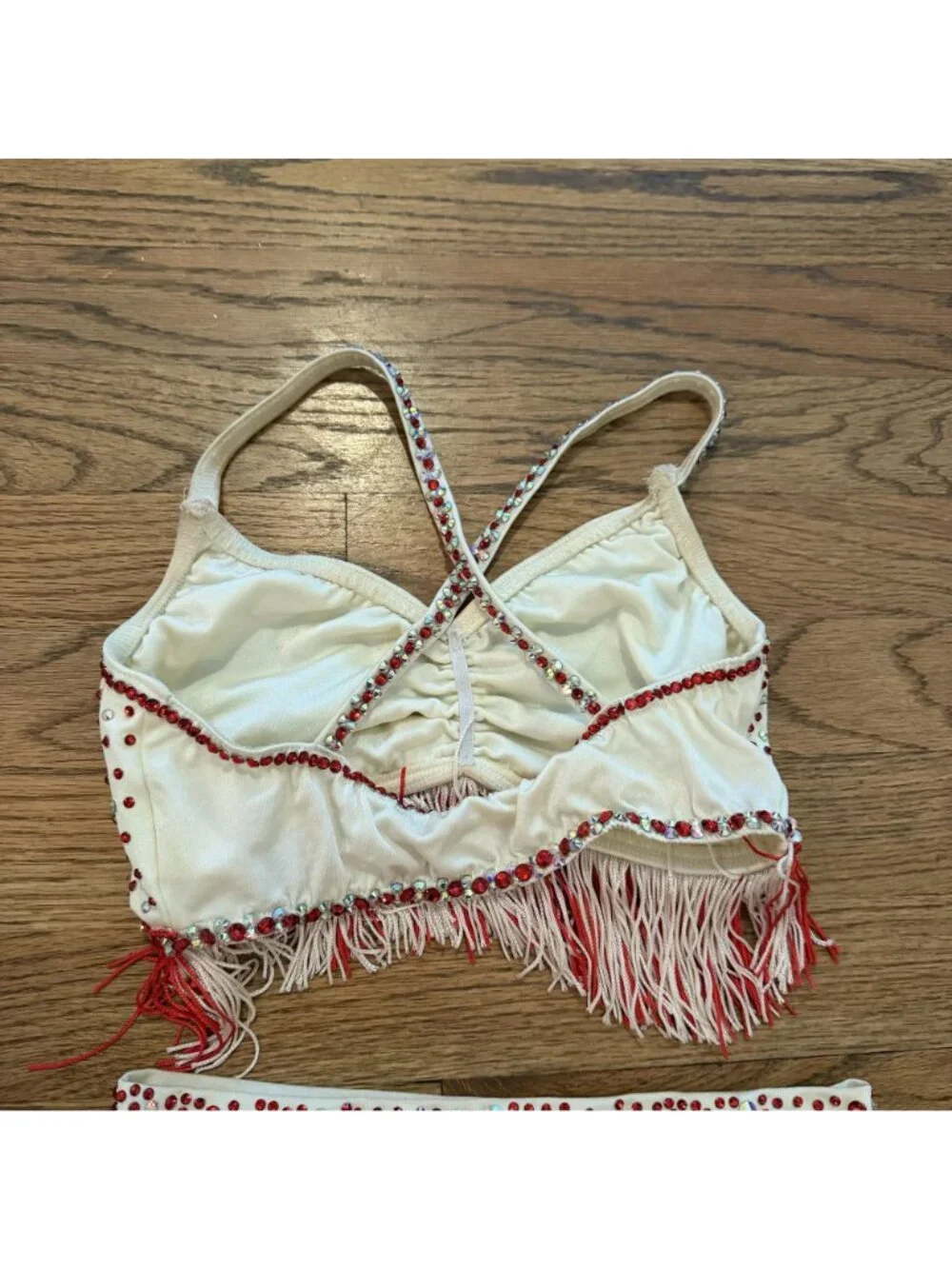 Kelle Large Child Red White Competition Dance Costume Fringe Tap Jazz Custom